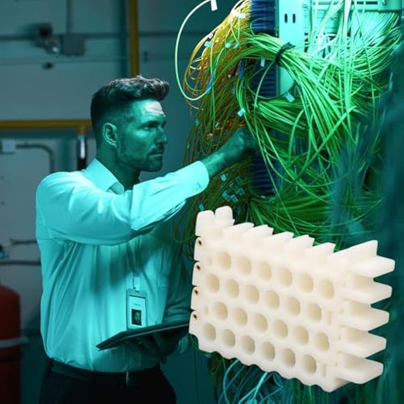 9mm/0.35in Network Cable Comb Organizer Panel - 6x4 Holes for CAT5/6/7/8 Ethernet Cord Management, Data Center Server Rack Wire Dresser Bundler Tool(6x4 Holes) - Image 4